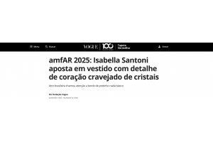 amfAR 2025: Isabella Santoni aposta em vestido com detalhe de coração cravejado de cristais