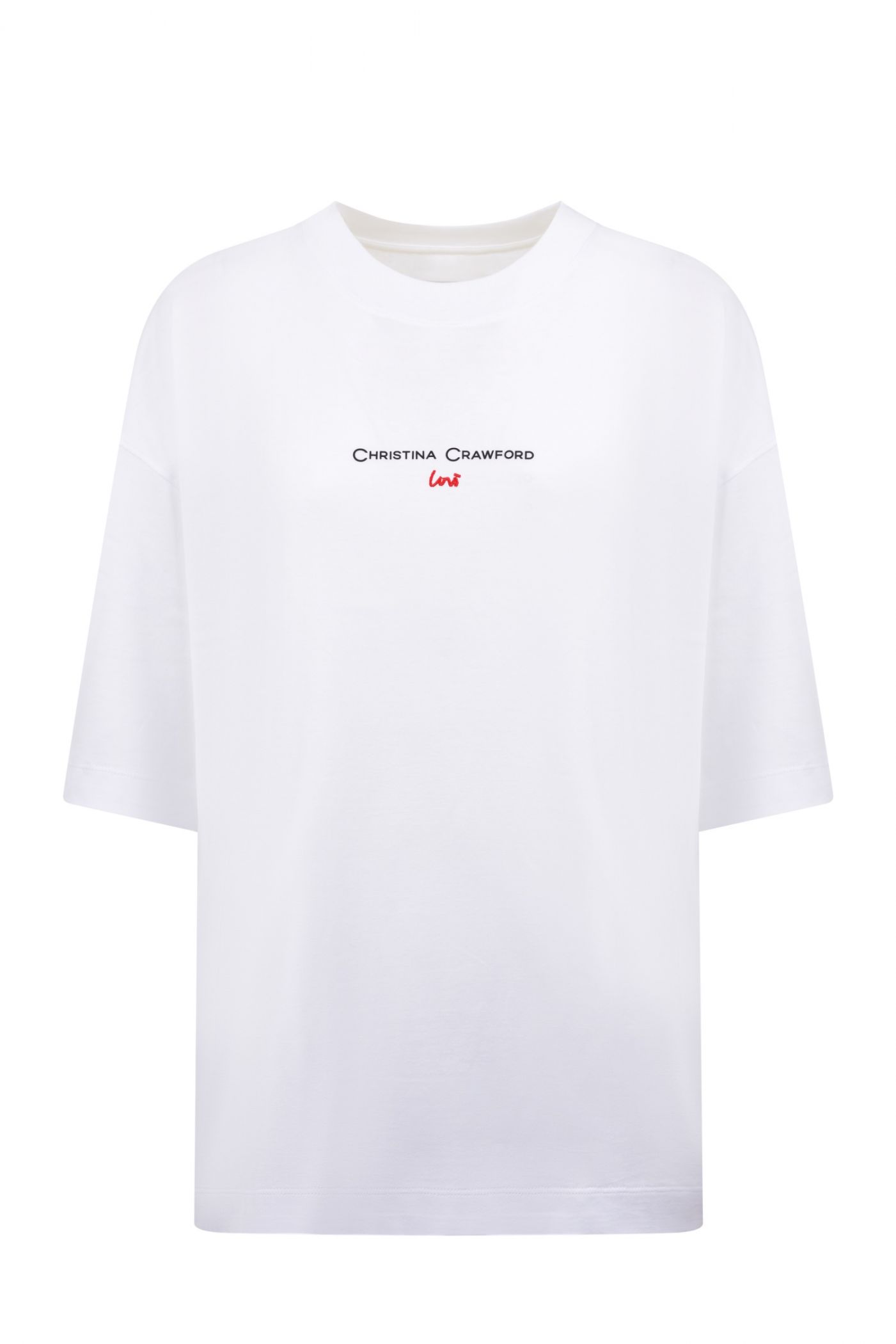 T-SHIRT OVERSIZE CON RICAMO LOVI E LOGO STAMPATO BIANCO