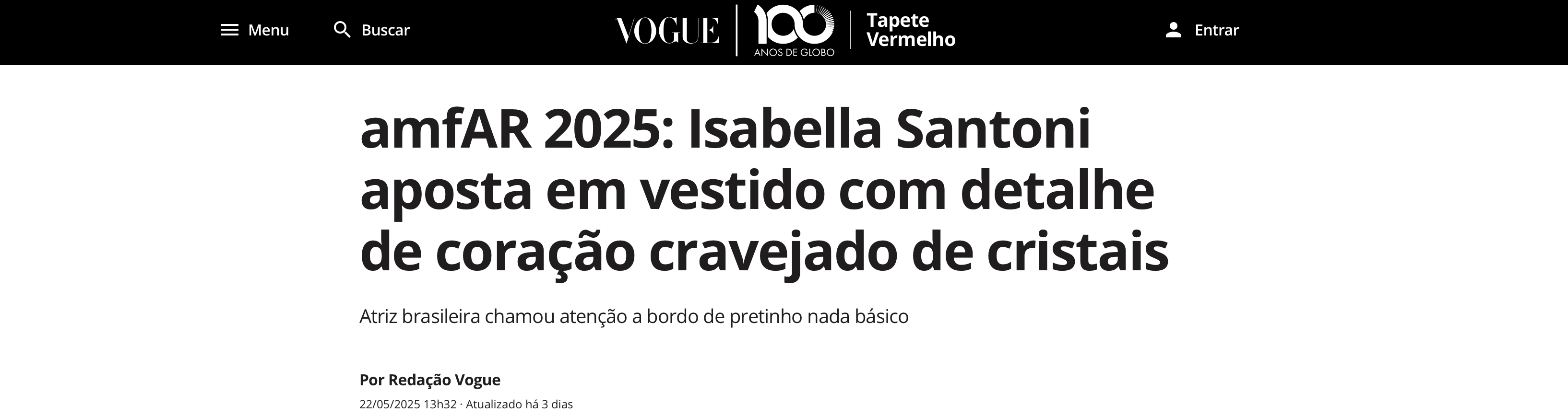 amfAR 2025: Isabella Santoni aposta em vestido com detalhe de coração cravejado de cristais